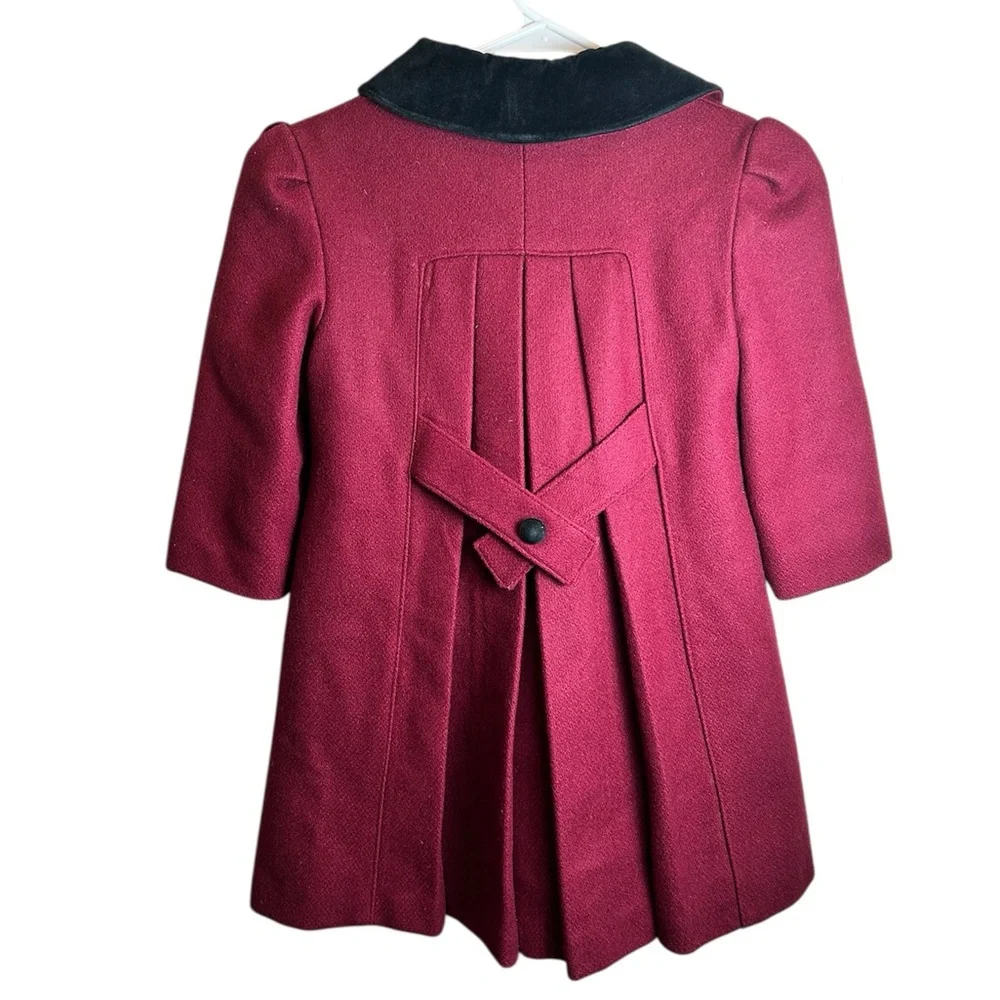 Vintage Girls Size4 Red Wool Coat Dress 70% Wool Freeway Fashions Velvet Holiday